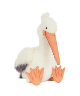 Plush pelican toy on a white background