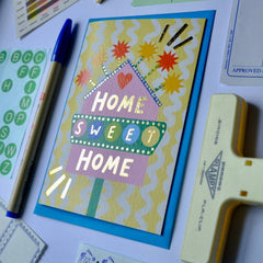Kerrie Illustrates Home Sweet Home Retro New Home Card