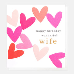 Caroline Gardner- Happy Birthday Wonderful Wife Pink Hearts Card