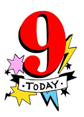 Sooshichacha Age 9 Tattoo Birthday Card