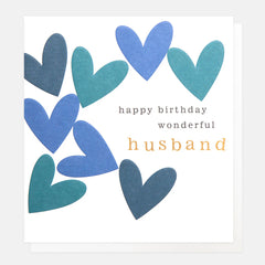 Caroline Gardner - Happy Birthday Wonderful Husband Blue Hearts Card