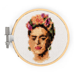 Kikkerland Mini Cross Stitch Embroidery Kit - Frida