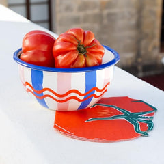 Talking Tables - Enamel stripes and tomato bowl