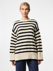 Pieces Ava Knitted Pullover - Birch/ Black