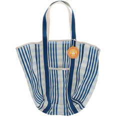 Rex Woven Tote Bag - White and Blue