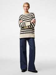 Pieces Ava Knitted Pullover - Birch/ Black
