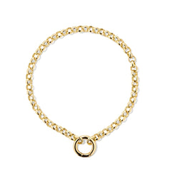 Moments Rolo Circle Charm Gold Bracelet