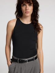 Selected Femme Sleeveless Rib Knit Top - Black