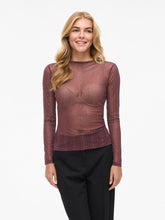 Vila Viturno Glitter Long Sleeved Top- Fig