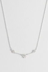 Estella Bartlett Triple Flower White EnamelNecklace - Silver Plated