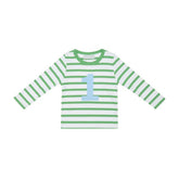 Bob & Blossom - Grass Green & White Breton Striped Cotton T Shirt
