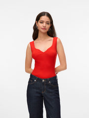 Vero Moda Willow Heart Neck Top - Fiery Red