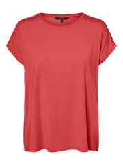 Vero Moda Ava Plain Short Sleeve Top - Cayenne