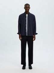 Selected Men Organic Cotton Jay Shirt - Sky Captain/White Pinstripe