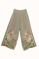 One Hundred Stars Neon Rose Beige Crepe Palazzo Pants