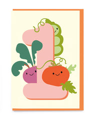 Noi Publishing Age 1 Vegetables Birthday Card
