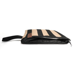 Billie Woven Pouch Bag- Taupe/Black Stripe