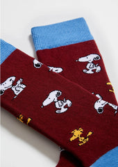 Peanuts - BeSocks Snoopy Burgundy Organic Socks