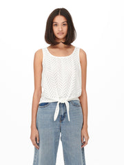 JDY Carla Knot Vest Top - Cloud Dancer