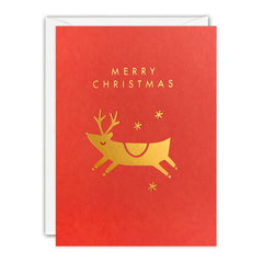 James Ellis Gold Reindeer Christmas Mini Card