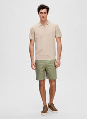 Selected Homme Mattis Knit Open Polo - Oatmeal