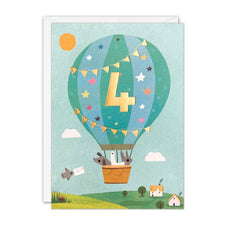 Age 4 Balloon Birthday Card by James Ellis