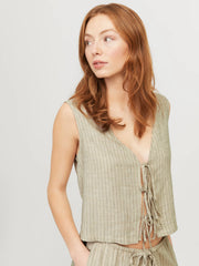 JJXX Breeze Summer Vest - Gray/ Pinstriped