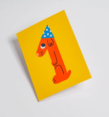 Lagom Design Party Dog Kid’s Milestone 1st Birthday Card