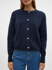 Vero Moda Fiona Short Button Cardigan - Navy Blazer