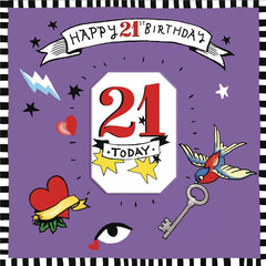 Sooshichacha Age 21 Tattoo Birthday Card