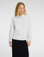 Selected Femme Broderi Long Sleeved Shirt - Bright White