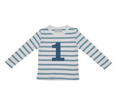 Bob & Blossom - Ocean Blue & White Breton Striped Cotton T shirt
