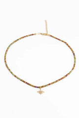 My Doris - Multi Rainbow Beaded Star Gold Pendant Necklace