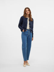 Vero Moda Fiona Short Button Cardigan - Navy Blazer