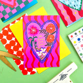 Kerrie Illustrates I'm Here For You Patterned Heart Greeting Card