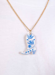 Cowboy Boot Pendant - Cream Pearl