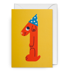 Lagom Design Party Dog Kid’s Milestone 1st Birthday Card