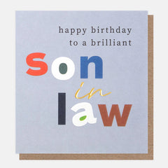 Caroline Gardner - Bold Text Birthday Card For Son In Law