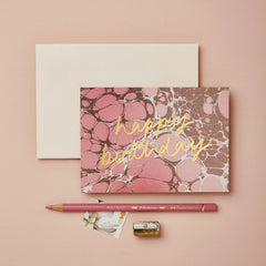 Wanderlust Pink Marble Birthday Card