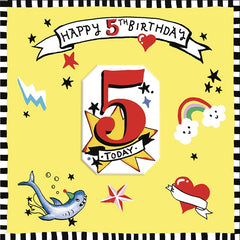 Sooshichacha Age 5 Tattoo Birthday Card