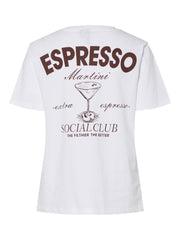 Pieces Martini O-Neck Tee, Bright White/ Brown Expresso
