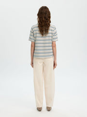 Selected Femme Striped Boxy Tee - Cashmere Blue/ Multi Stripe