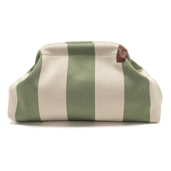 Emma Clutch Bag - Ecru/Khaki Stripe