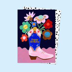 Eleanor Bowmer Flower Boot Birthday Card