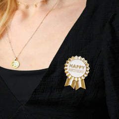 Talking Tables - Enamel Gold Happy Birthday Badge