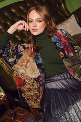 One Hundred Stars - Primula Black Crepe Kimono