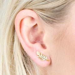 Lisa Angel Earrings - Gold Feather