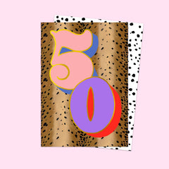 50th Gold Foil Birthday Card