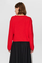 Numph Carma Crop Pullover - High Risk Red