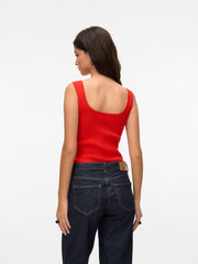 Vero Moda Willow Heart Neck Top - Fiery Red